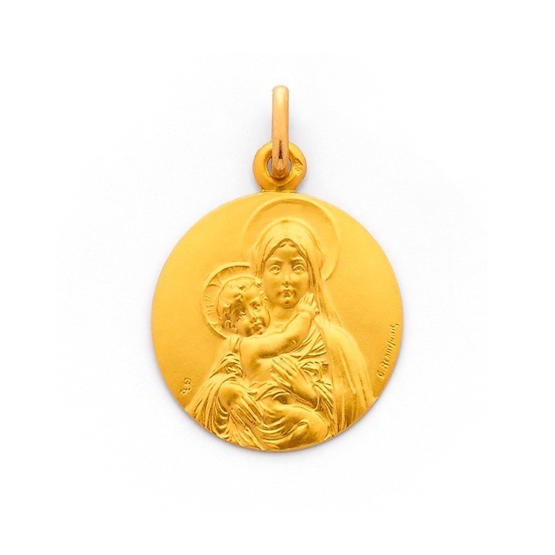 Médaille or 750 jaune Vierge à l'enfant